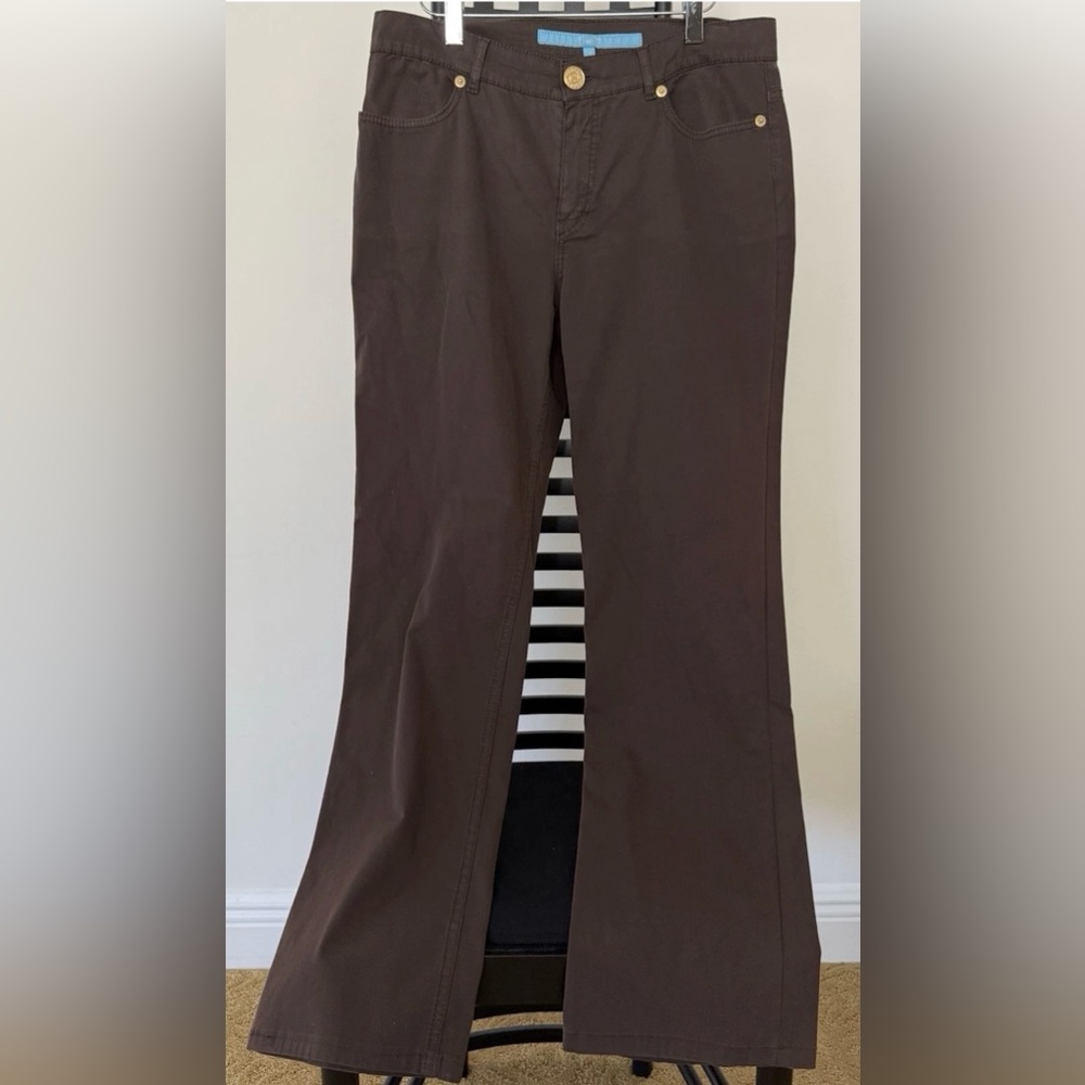 Escada Sport Dark Brown Jeans with Gold Button